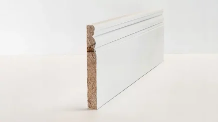 MOULDINGS 144mm Optima Deluxe Primed Moulded Skirting Solid Wood Core Skirting & Architrave