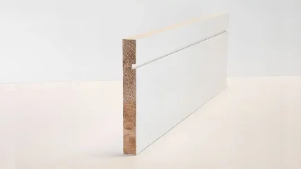 MOULDINGS 144mm Optima Deluxe Primed Shaker Skirting Solid Wood Core Skirting & Architrave